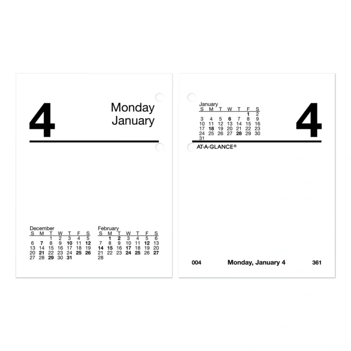 AT-A-GLANCE Compact Desk Calendar Refill, 3 x 3.75, White Sheets, 12-Month (Jan to Dec) 2025 (AAGE91950)