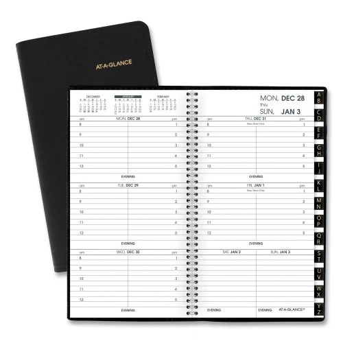 AT-A-GLANCE Compact Weekly Appointment Book, 6.25 x 3.25, Black Cover, 12-Month (Jan to Dec) 2025 (AAG7000805)