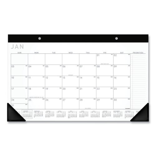 AT-A-GLANCE Contemporary Monthly Desk Pad, 18 x 11, White Sheets, Black BindingCorners,12-Month (Jan to Dec) 2025 (AAGSK14X00)