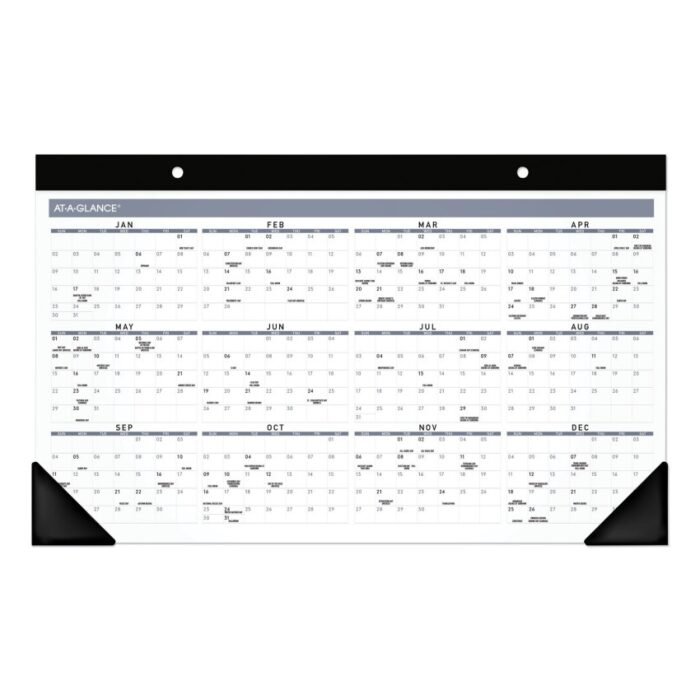 AT-A-GLANCE Contemporary Monthly Desk Pad, 18 x 11, White Sheets, Black BindingCorners,12-Month (Jan to Dec) 2025 (AAGSK14X00)