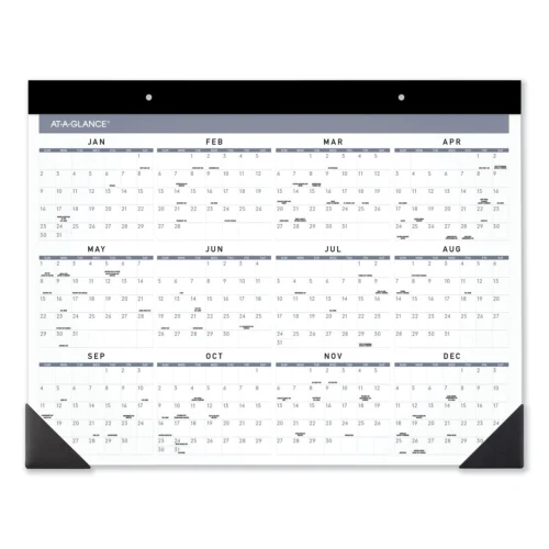 AT-A-GLANCE Contemporary Monthly Desk Pad, 22 x 17, White Sheets, Black BindingCorners,12-Month (Jan to Dec) 2025 (AAGSK24X00)