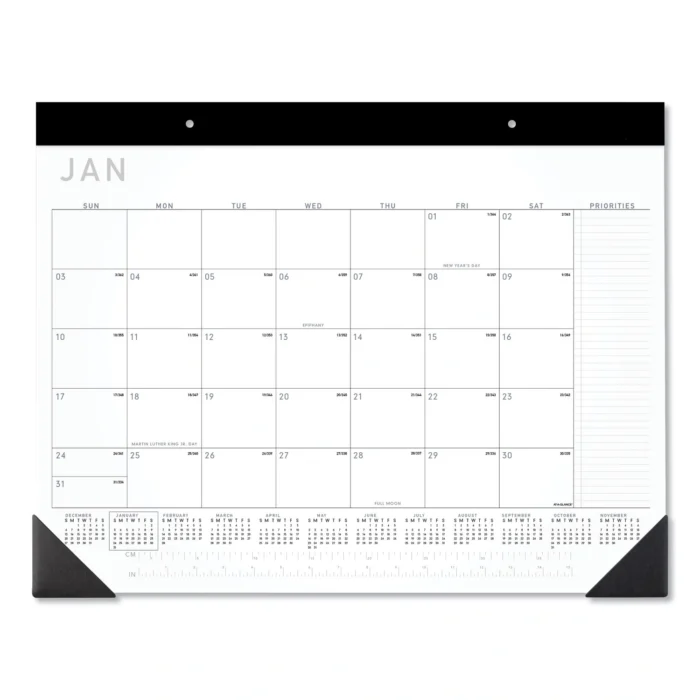 AT-A-GLANCE Contemporary Monthly Desk Pad, 22 x 17, White Sheets, Black BindingCorners,12-Month (Jan to Dec) 2025 (AAGSK24X00)