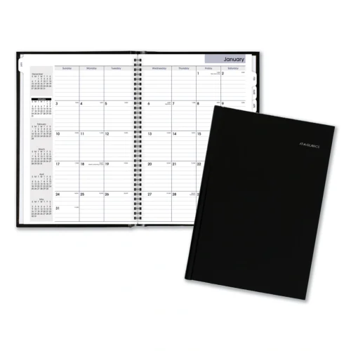 AT-A-GLANCE DayMinder Hard-Cover Monthly Planner, Ruled Blocks, 11.75 x 8, Black Cover, 14-Month Dec 2024 to Jan 2026 (AAGG470H00)