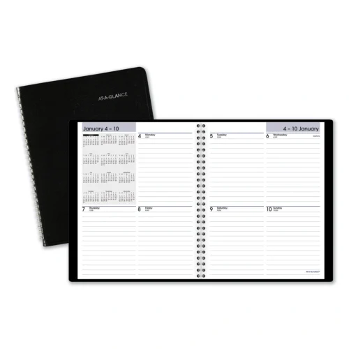 AT-A-GLANCE DayMinder Open-Schedule Weekly Appointment Book, 8.75 x 7, Black Cover, 12-Month (Jan to Dec) 2025 (AAGG53500)