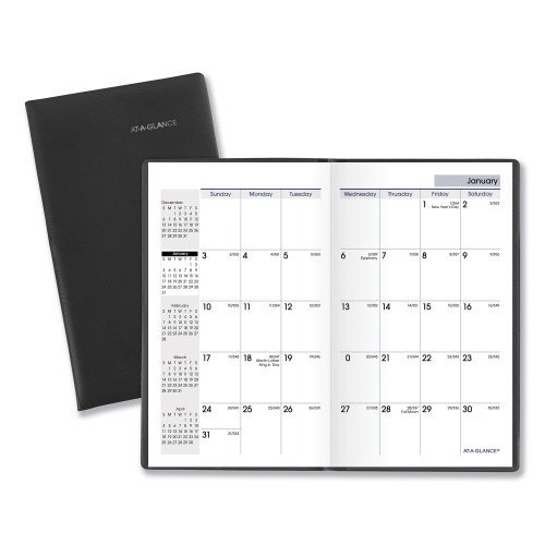 AT-A-GLANCE DayMinder Pocket-Sized Monthly Planner, Unruled Blocks, 6 x 3.5, Black Cover, 14-Month Dec 2024 to Jan 2026 (AAGSK5300)