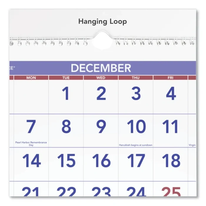 AT-A-GLANCE Deluxe Three-Month Reference Wall Calendar, Vertical Orientation, 12 x 27, White Sheets, 14-Month Dec 2024 to Jan 2026 (AAGPM1128)