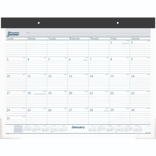 AT-A-GLANCE Desk Pad, 21.75 x 17, White Sheets, Black Binding, Clear Corners, 12-Month (Jan to Dec) 2025 (AAGST2400)