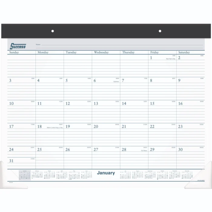 AT-A-GLANCE Desk Pad, 21.75 x 17, White Sheets, Black Binding, Clear Corners, 12-Month (Jan to Dec) 2025 (AAGST2400)