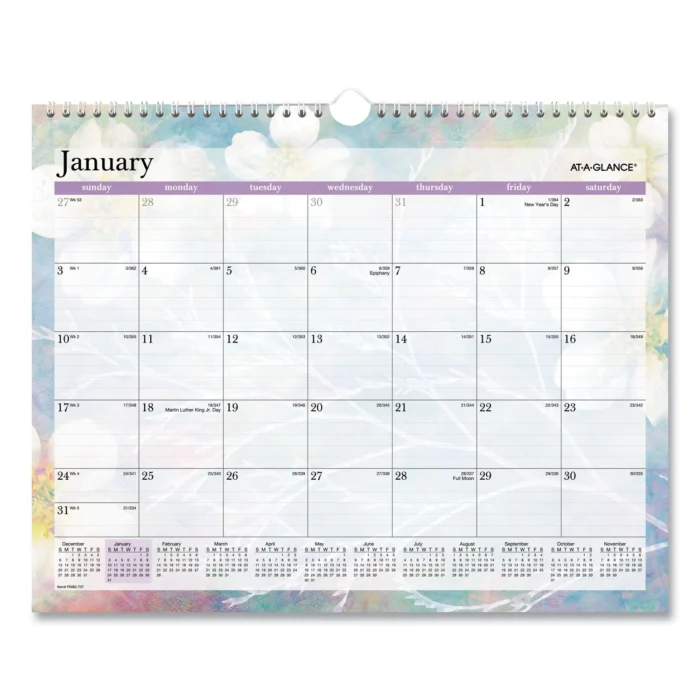 AT-A-GLANCE Dreams Monthly Wall Calendar, Seasonal Artwork, 15 x 12, Multicolor Sheets, 12-Month (Jan to Dec) 2025 (AAGPM83707)