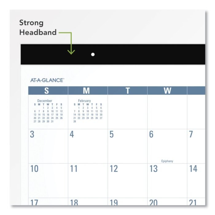 AT-A-GLANCE Easy-to-Read Monthly Desk Pad, 22 x 17, WhiteBlue Sheets, Black Binding, Clear Corners, 12-Month (Jan to Dec) 2025 (AAGSKLP2432)