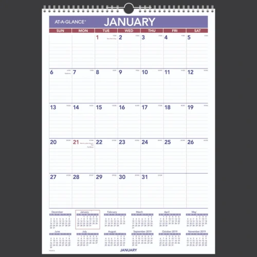 AT-A-GLANCE Erasable Wall Calendar, 12 x 17, White Sheets, 12-Month (Jan to Dec) 2025 (AAGPMLM0228)