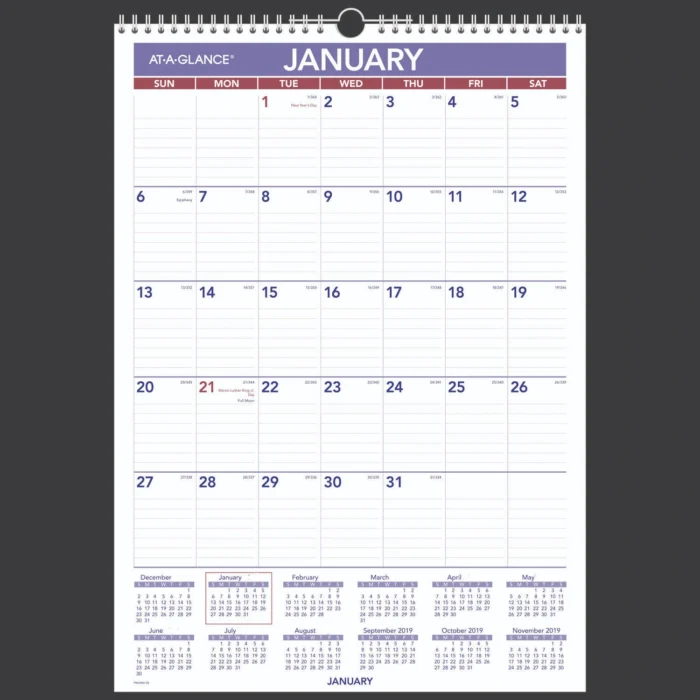 AT-A-GLANCE Erasable Wall Calendar, 12 x 17, White Sheets, 12-Month (Jan to Dec) 2025 (AAGPMLM0228)