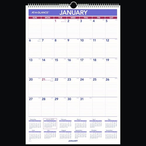 AT-A-GLANCE Erasable Wall Calendar, 15.5 x 22.75, White Sheets, 12-Month (Jan to Dec) 2025 (AAGPMLM0328)