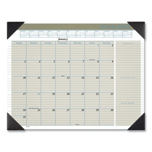 AT-A-GLANCE Executive Monthly Desk Pad Calendar, 22 x 17, White Sheets, Black Corners, 12-Month (Jan to Dec) 2025 (AAGHT1500)