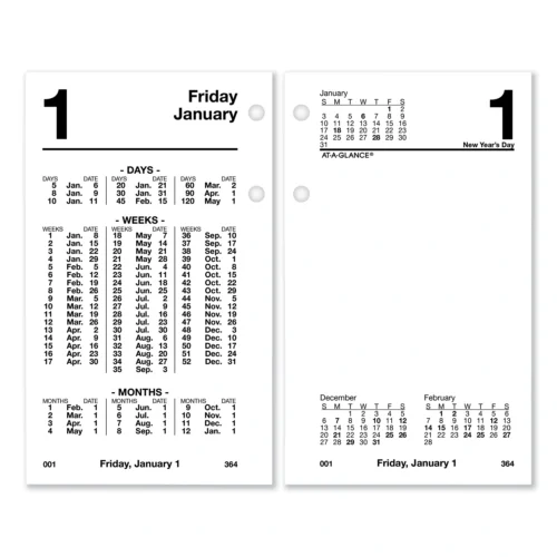 AT-A-GLANCE Financial Desk Calendar Refill, 3.5 x 6, White Sheets, 12-Month (Jan to Dec) 2025 (ff)