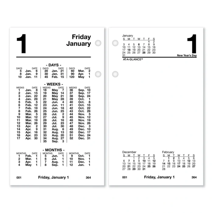 AT-A-GLANCE Financial Desk Calendar Refill, 3.5 x 6, White Sheets, 12-Month (Jan to Dec) 2025 (ff)