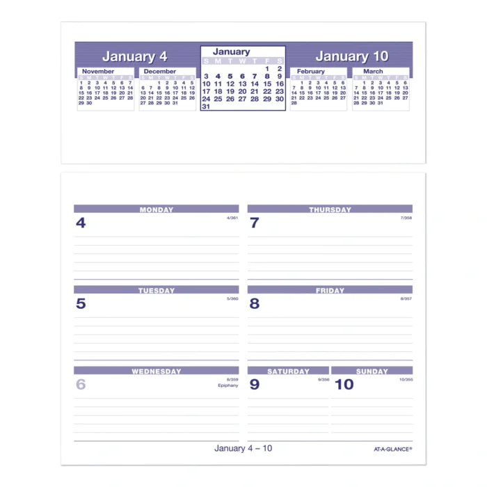 AT-A-GLANCE Flip-A-Week Desk Calendar Refill, 7 x 6, White Sheets, 12-Month (Jan to Dec) 2025 (AAGSW705X50)