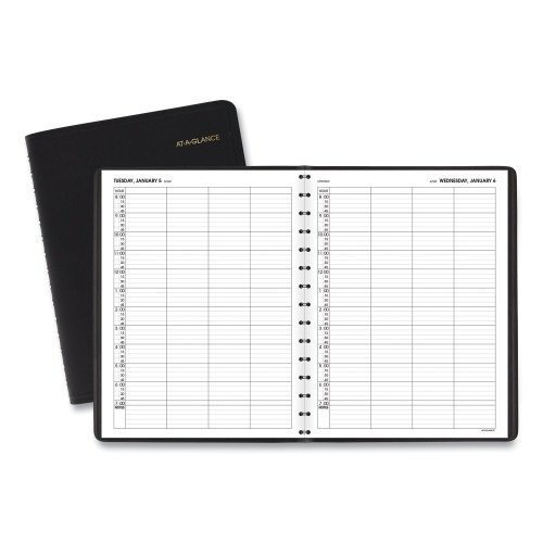 AT-A-GLANCE Four-Person Group Daily Appointment Book, 11 x 8, Black Cover, 12-Month (Jan to Dec) 2025 (AAG7082205)