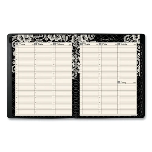 AT-A-GLANCE Lacey Weekly Block Format Professional Appointment Book, Lacey Artwork, 11 x 8.5, BlackWhite, 13-Month Jan 2025 to Jan 2026 (AAG541905)