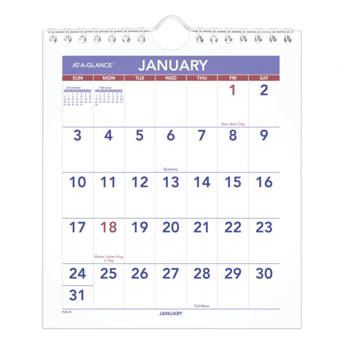 AT-A-GLANCE Mini Monthly Wall Calendar with Fold-Out Easel, 7 x 8, White Sheets, 12-Month (Jan to Dec) 2025 (AAGPM528)