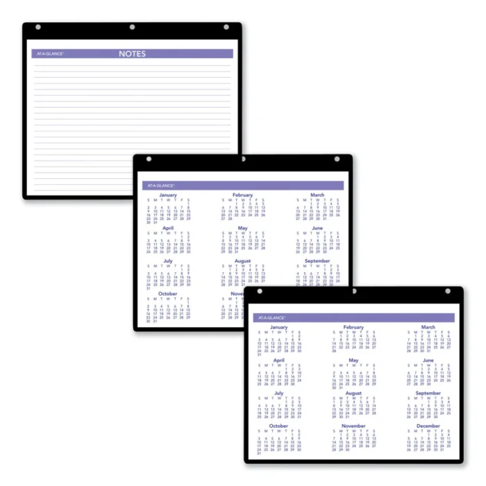 AT-A-GLANCE Monthly DeskWall Calendar with Plastic Backboard and Bonus Pages, 11 x 8, WhiteVioletRed Sheets, 12-Month (Jan-Dec) 2025 (AAGSK800)