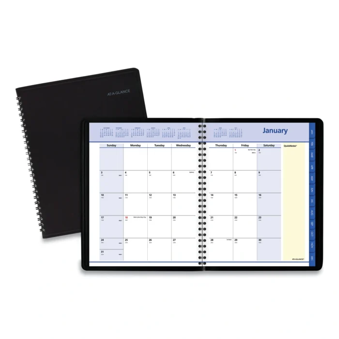 AT-A-GLANCE QuickNotes Monthly Planner, 8.75 x 7, Black Cover, 12-Month (Jan to Dec) 2025 (AAG760805)