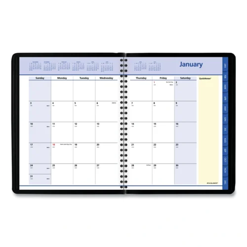 AT-A-GLANCE QuickNotes Monthly Planner, 8.75 x 7, Black Cover, 12-Month (Jan to Dec) 2025 (AAG760805)