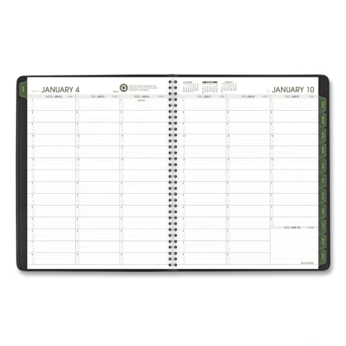 AT-A-GLANCE Recycled Weekly Vertical-Column Format Appointment Book, 11 x 8.25, Black Cover, 12-Month (Jan to Dec) 2025 (AAG70950G05)