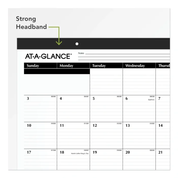 AT-A-GLANCE Ruled Desk Pad, 22 x 17, White Sheets, Black Binding, Black Corners, 12-Month (Jan to Dec) 2025 (AAGSK2400)