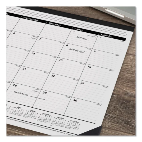 AT-A-GLANCE Ruled Desk Pad, 24 x 19, White Sheets, Black Binding, Black Corners, 12-Month (Jan to Dec) 2025 (AAGSK3000)