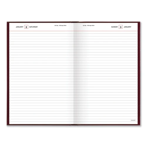 AT-A-GLANCE Standard Diary Daily Diary, 2025 Edition, WideLegal Rule, Red Cover, (200) 12 x 7.75 Sheets (AAGSD37613)