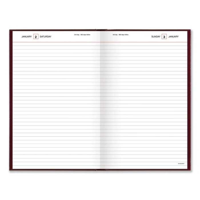 AT-A-GLANCE Standard Diary Daily Diary, 2025 Edition, WideLegal Rule, Red Cover, (200) 12 x 7.75 Sheets (AAGSD37613)