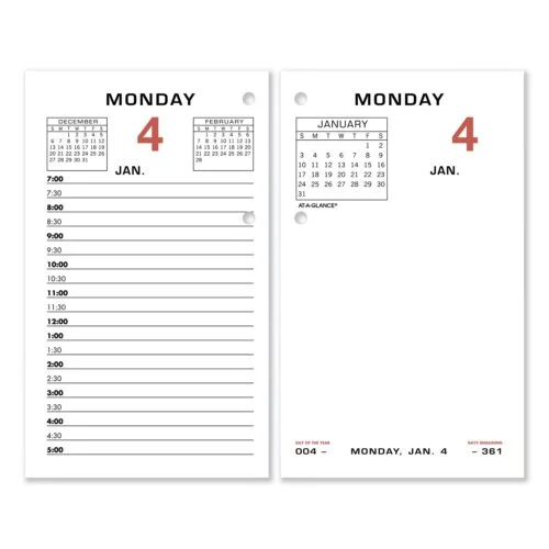 AT-A-GLANCE Two-Color Desk Calendar Refill, 3.5 x 6, White Sheets, 12-Month (Jan to Dec) 2025 (AAGE01750)