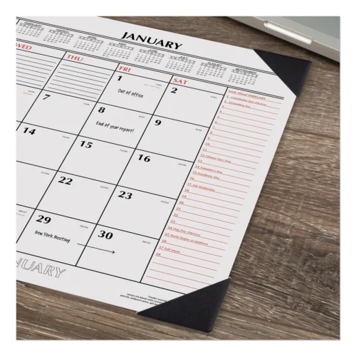 AT-A-GLANCE Two-Color Monthly Desk Pad Calendar, 22 x 17, White Sheets, Black Corners, 12-Month (Jan to Dec) 2025 (AAGSK117000)