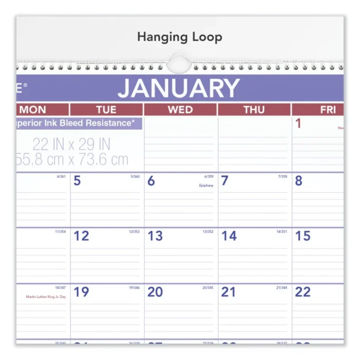 AT-A-GLANCE Two-Month Wall Calendar, 22 x 29, WhiteBlueRed Sheets, 12-Month (Jan to Dec) 2025 (AAGPM928)
