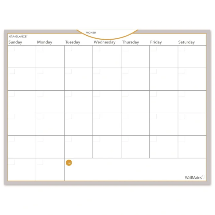 AT-A-GLANCE WallMates Self-Adhesive Dry Erase Monthly Planning Surfaces, 24 x 18, WhiteGrayOrange Sheets, Undated (AAGAW502028)