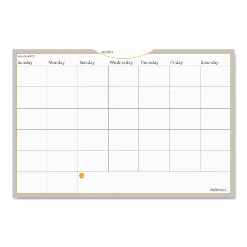 AT-A-GLANCE WallMates Self-Adhesive Dry Erase Monthly Planning Surfaces, 36 x 24, WhiteGrayOrange Sheets, Undated (AAGAW602028)