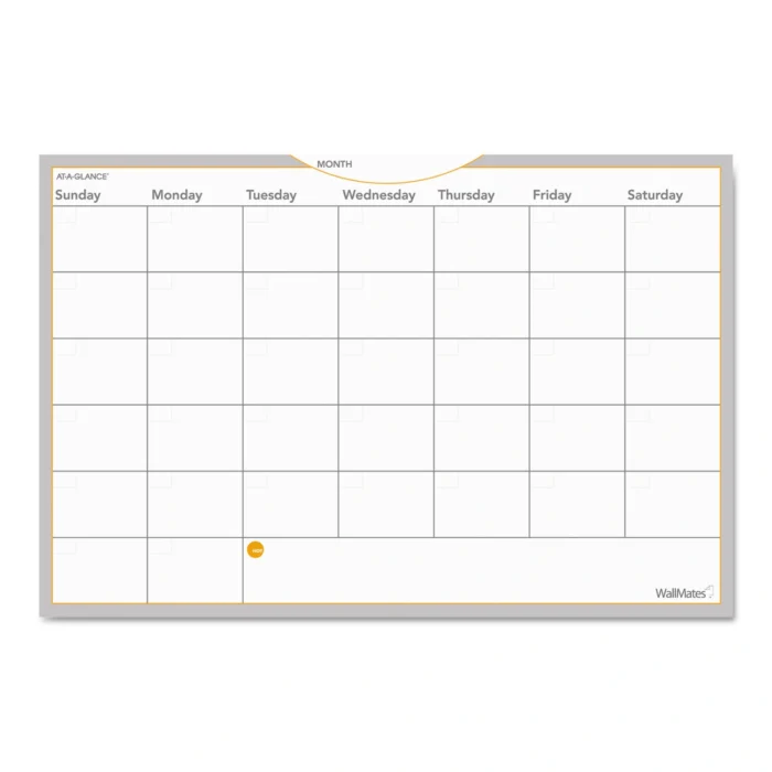 AT-A-GLANCE WallMates Self-Adhesive Dry Erase Monthly Planning Surfaces, 36 x 24, WhiteGrayOrange Sheets, Undated (AAGAW602028)