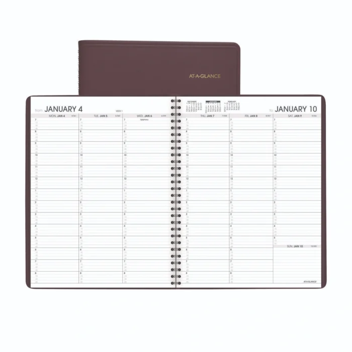 AT-A-GLANCE Weekly Appointment Book, 11 x 8.25, Winestone Cover, 13-Month Jan 2025 to Jan 2026 (AAG7095050)