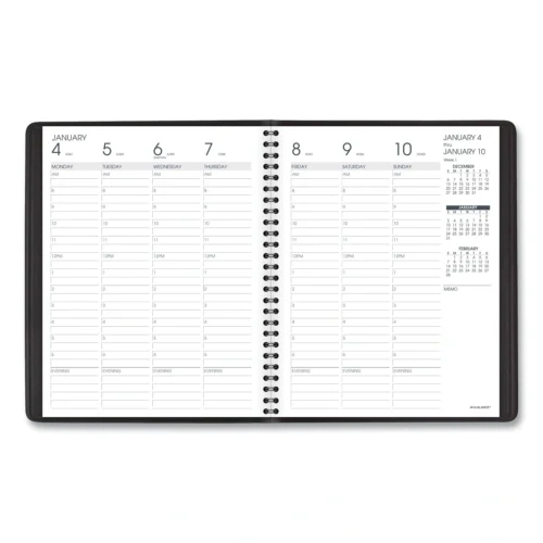 AT-A-GLANCE Weekly Vertical-Column Appointment Book Ruled for Hourly Appointments, 8.75 x 7, Black Cover, 13-Month Jan 2025 to Jan 2026 (AAG7086505)