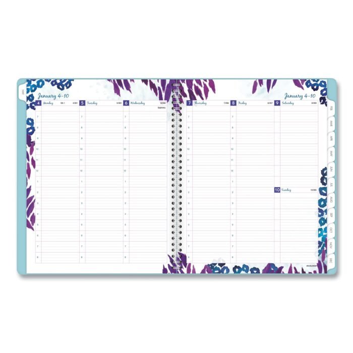 AT-A-GLANCE Wild Washes WeeklyMonthly Planner, Flora and Fauna Artwork, 11 x 8.5, Blue Cover, 13-Month Jan 2025 to Jan 2026 (AAG523905)