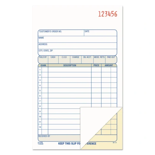 Adams 2-Part Sales Book, 12 Lines, Two-Part Carbon, 6.69 x 4.19, 50 Forms Total (ABFDC4705)