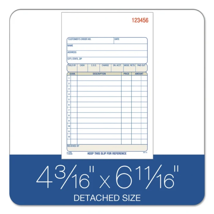 Adams 2-Part Sales Book, 12 Lines, Two-Part Carbon, 6.69 x 4.19, 50 Forms Total (ABFDC4705)