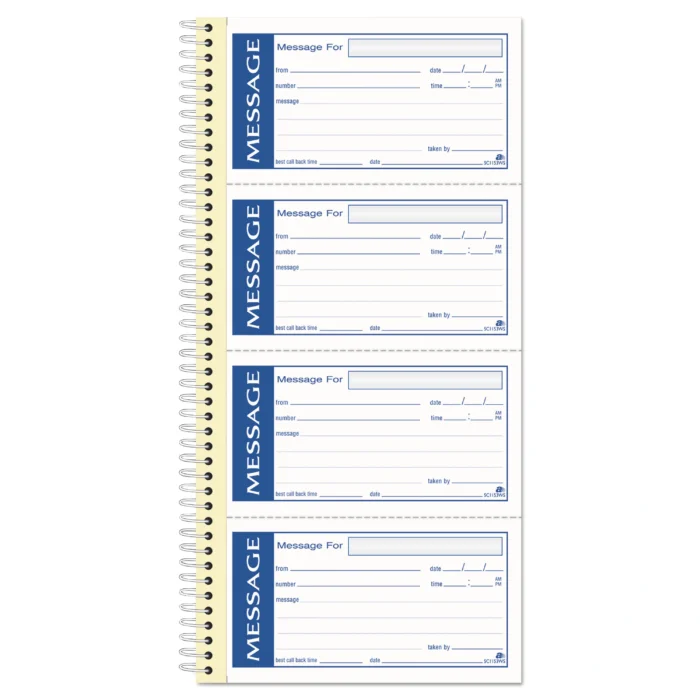 Adams Write 'n Stick Phone Message Book, Two-Part Carbonless, 4.75 x 2.75, 4 FormsSheet, 200 Forms Total (ABFSC1153WS)