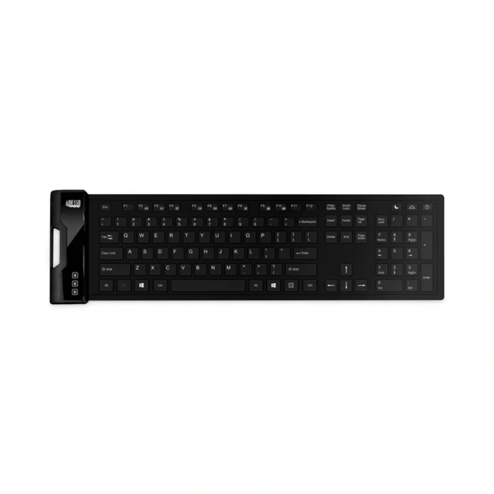 Adesso Slimtouch 232 Antimicrobial Waterproof Flex Keyboard, 120 Keys, Black (ADEAKB232UB)