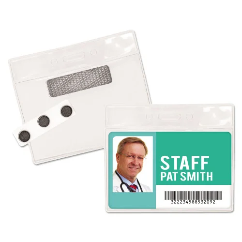 Advantus Magnetic-Style Name Badge Kits, Horizontal, Clear 4.5 x 3.25 Holder, 4.13 x 3 Insert, 20Pack (AVT97071)