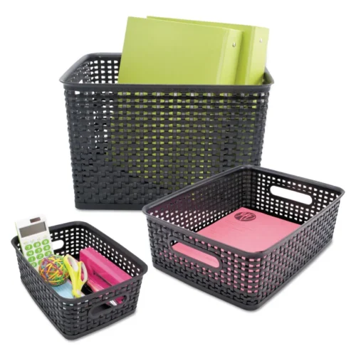 Advantus Weave Bins, 13.88 x 10.5 x 8.75, Black, 2Pack (AVT40328)