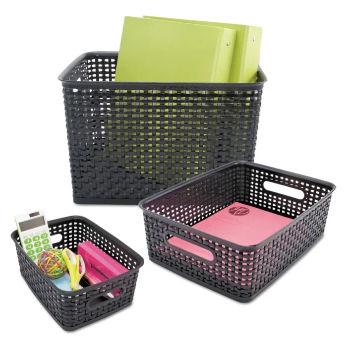 Advantus Weave Bins, 13.88 x 10.5 x 8.75, Black, 2Pack (AVT40328)