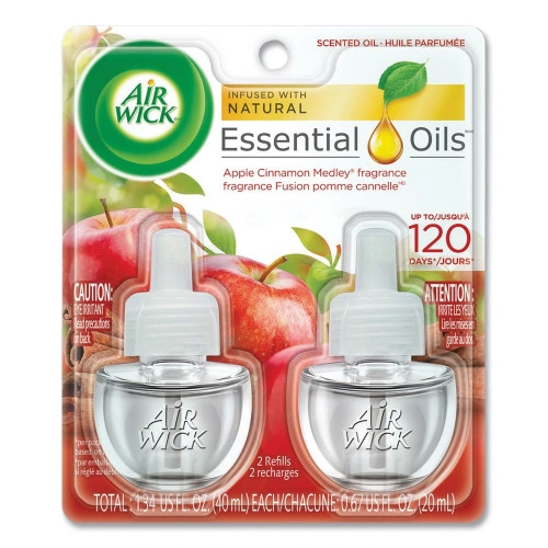 Air Wick Scented Oil Refill, 0.67 oz, Apple Cinnamon Medley, 2Pack, 6 PacksCarton (RAC80420CT)