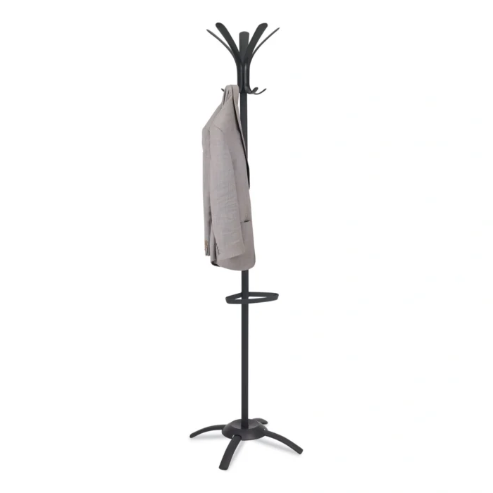 Alba CLEO Coat Stand, Stand Alone Rack, Ten Knobs, SteelPlastic, 19.75w x 19.75d x 68.9h, Black (ABAPMCLEON)